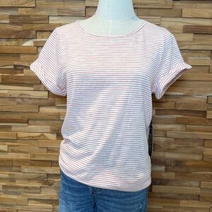 Doe & Rae | Red & White Striped  |Twist-Back Tee | Various Sizes